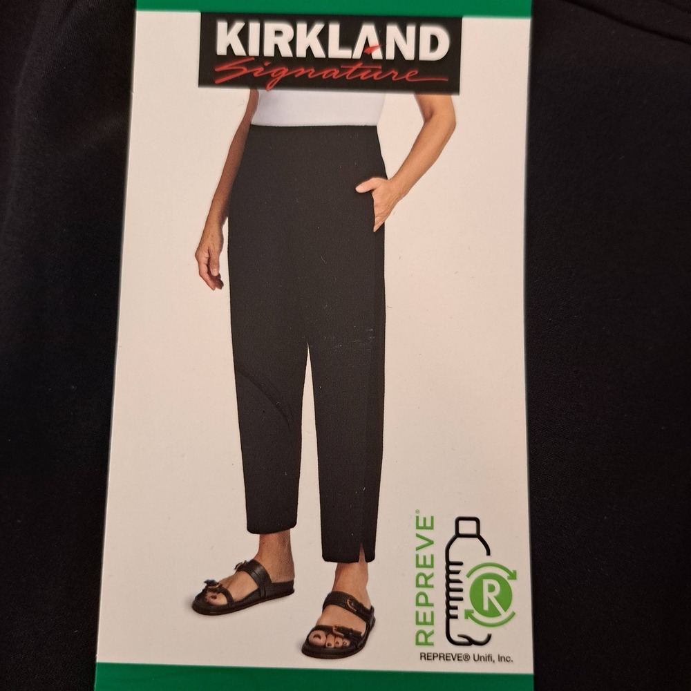 Kirkland Womens Pants XL Black NWT Ribbed Side Slit 1739-210